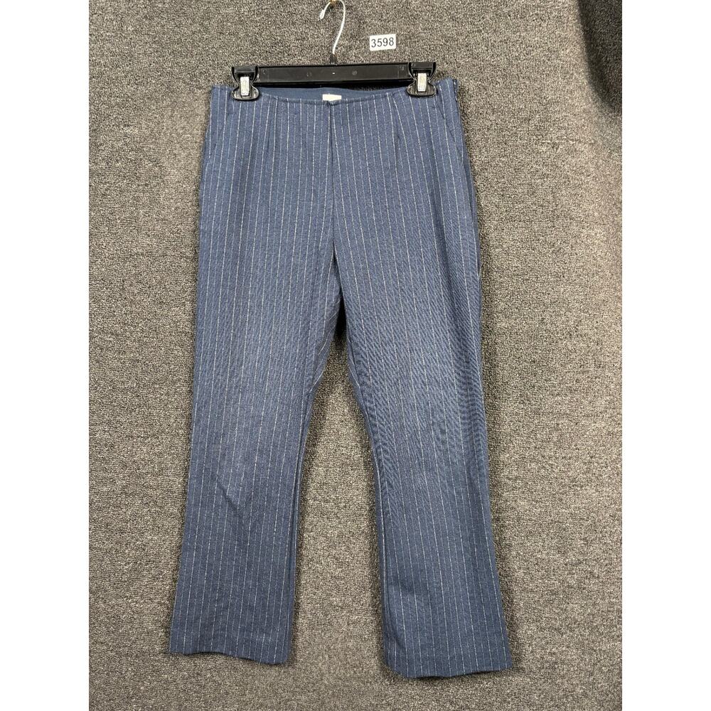 Gap Pants Womens Size 6 Blue Stripe Crop Flare Flat Front Nylon Stretch Casual